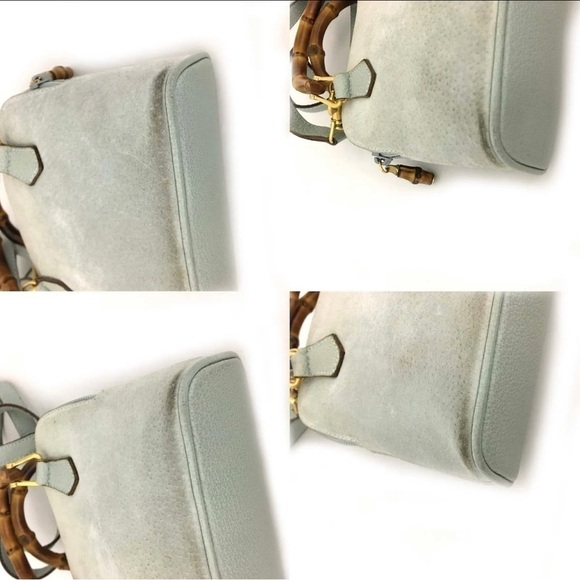 GUCCI Bamboo Handle Gray Suede Mini Hand bag/shoulder bag - Picture 7 of 17